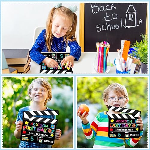 Miniatura 6 de FLYAB Letrero de pizarra para el primer y último día de escuela, tablero de doble cara personalizado para el primer día de regreso a clases, para