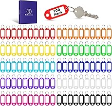 Redamancy 100 Pièces Étiquettes avec Porte Clé 10 Couleurs, Porte Clef Etiquette en Plastique, Étiquette Inscriptibles pour Clés de Maison, Étiquettes à Bagages de Nom D'animal de Compagnie Étiquettes