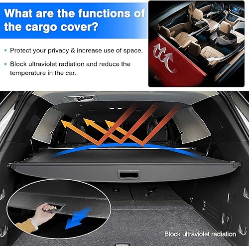 Miniatura 4 de Powerty Cubierta de carga para Chevy Chevrolet Traverse 2018-2024 2025, accesorios para maletero, cubierta retráctil de blindaje de maletero,