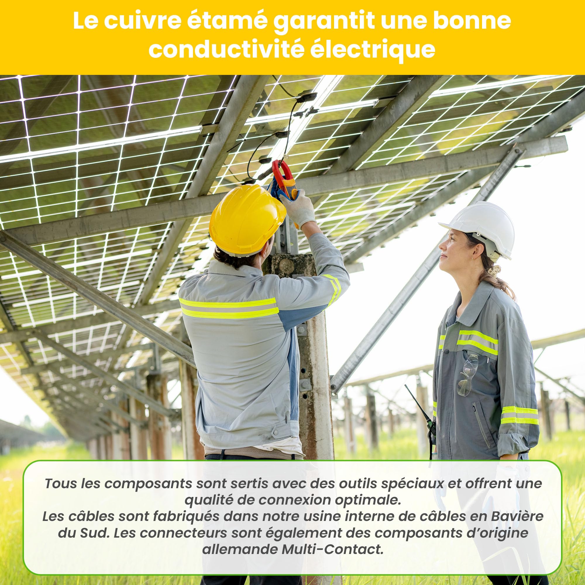 Câble solaire Offgridtec 20 m - 2 x 6 mm² - PV1-F 6 mm² - Câble solaire à deux fils - Noir