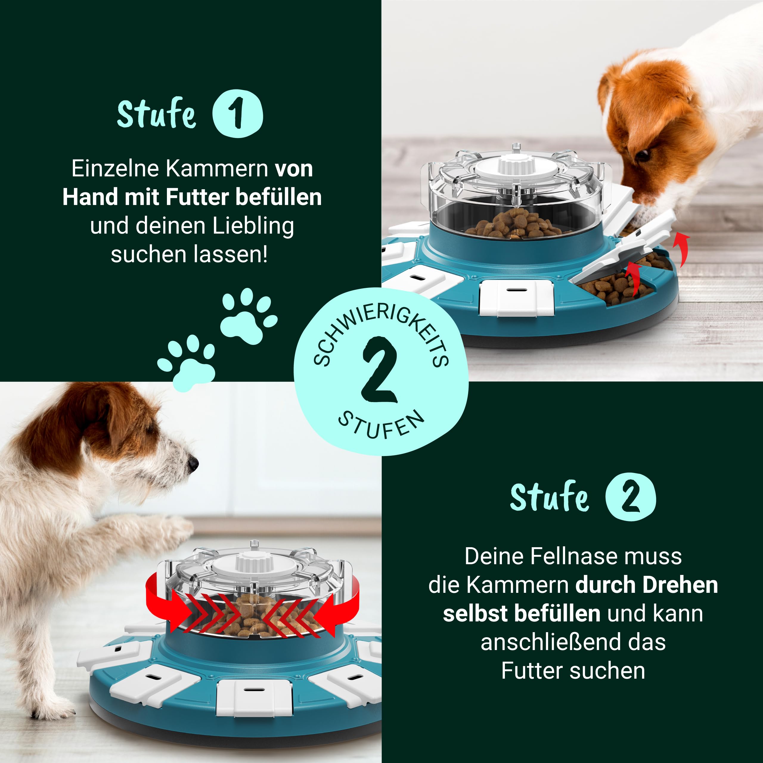 Hundespielzeug Intelligenz – Intelligenzspielzeug für Hunde mit Mehreren Funktionen: Spaß, interaktives Hundespielzeug, Hunde Beschäftigung, Trainieren und Füttern – besonders rutschfest