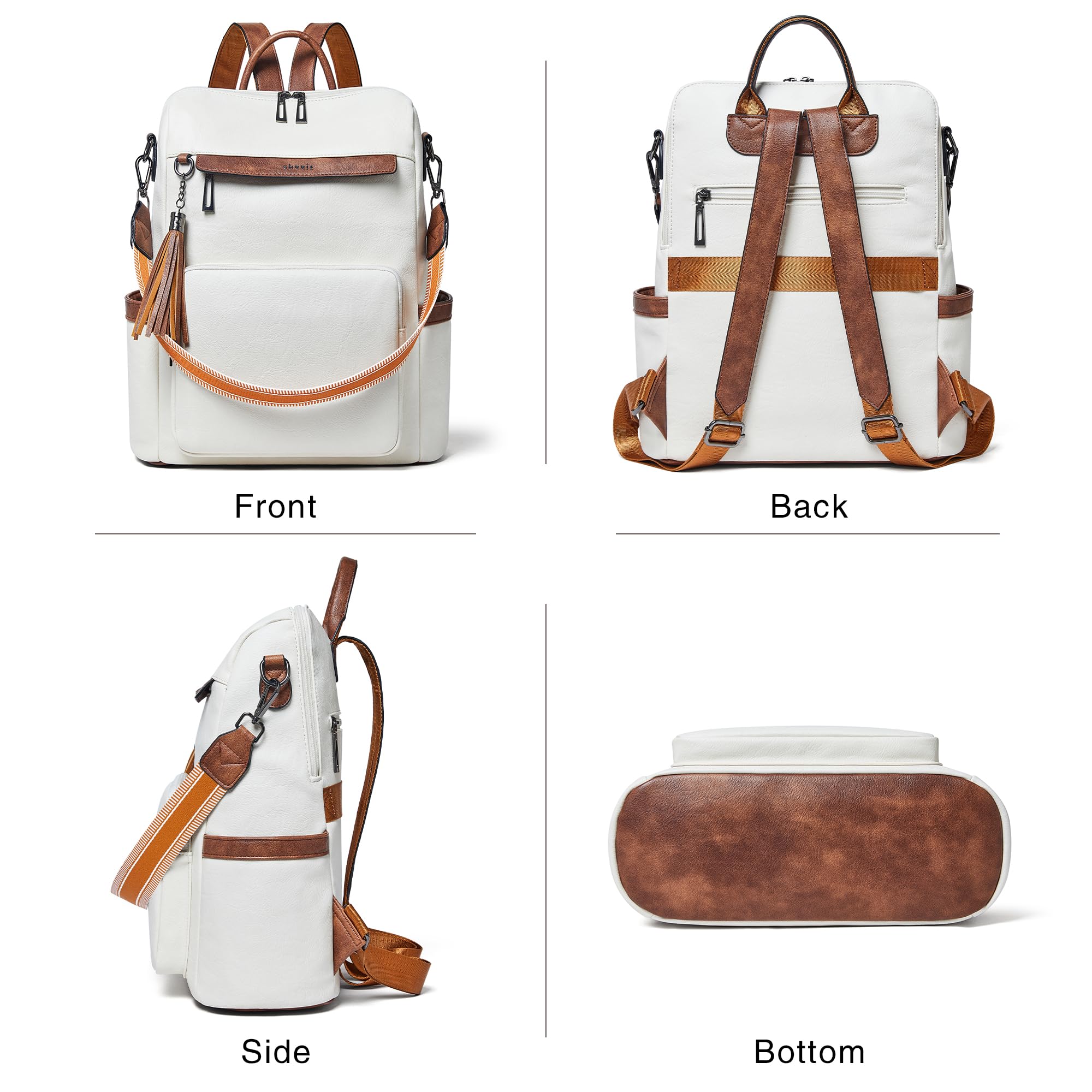 Shrrie Zaino per laptop in pelle vegana per le donne Zaino da lavoro da 15,6 pollici Borsa di viaggio di moda per il lavoro del college