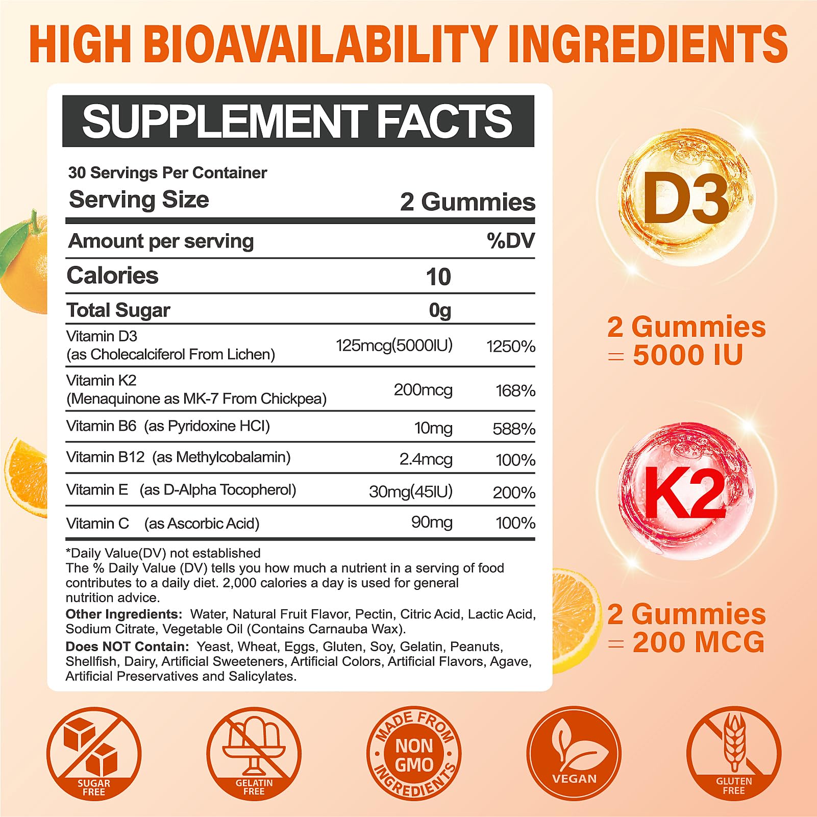 Vitamin D3 K2 Gummies for Adults - Vitamin D3 5000IU & K2(MK-7) 200mcg — Amazon image 2