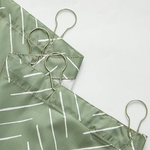 Miniatura 8 de jinchan Cortina de ducha verde salvia con rayas blancas en espiga zigzag chevrón, tela impermeable, cortinas de ducha modernas de granja para baño