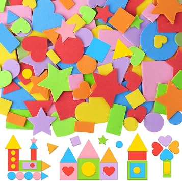 1630Pcs Foam Shape Stickers,Self Adhesive EVA Foam Stickers with Assorted Shapes and Colors,Geometric Heart Star Foam Craft Stickers for Scrapbooking Card Making Party Home Decor Holiday Crafts