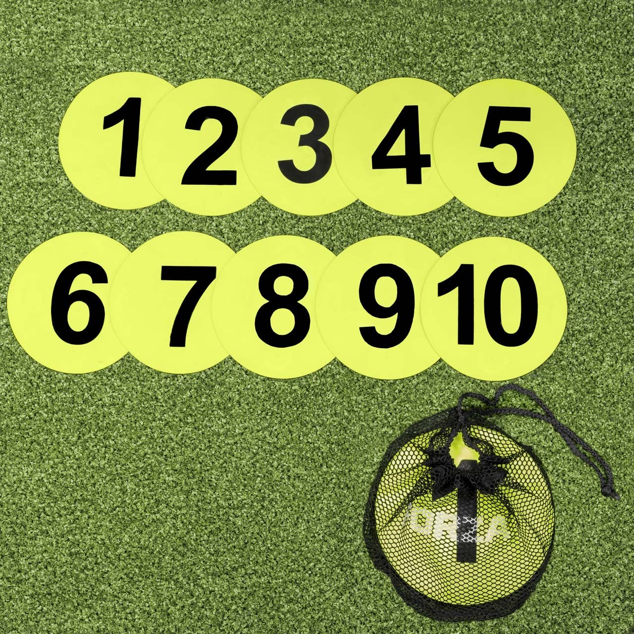 FORZA Flat Disc Markers | Brightly Colored Training Markers for Soccer & Outdoor Play – Available in Mini (Set of 20) or Standard (Set of 10)