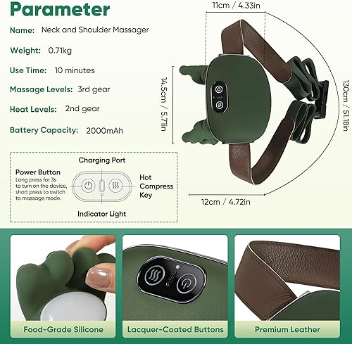 Miniatura 7 de Masajeador de cuello Shiatsu portátil para aliviar el dolor, almohada de masaje 4D de tejido profundo para hombros, espalda, piernas, recargable y