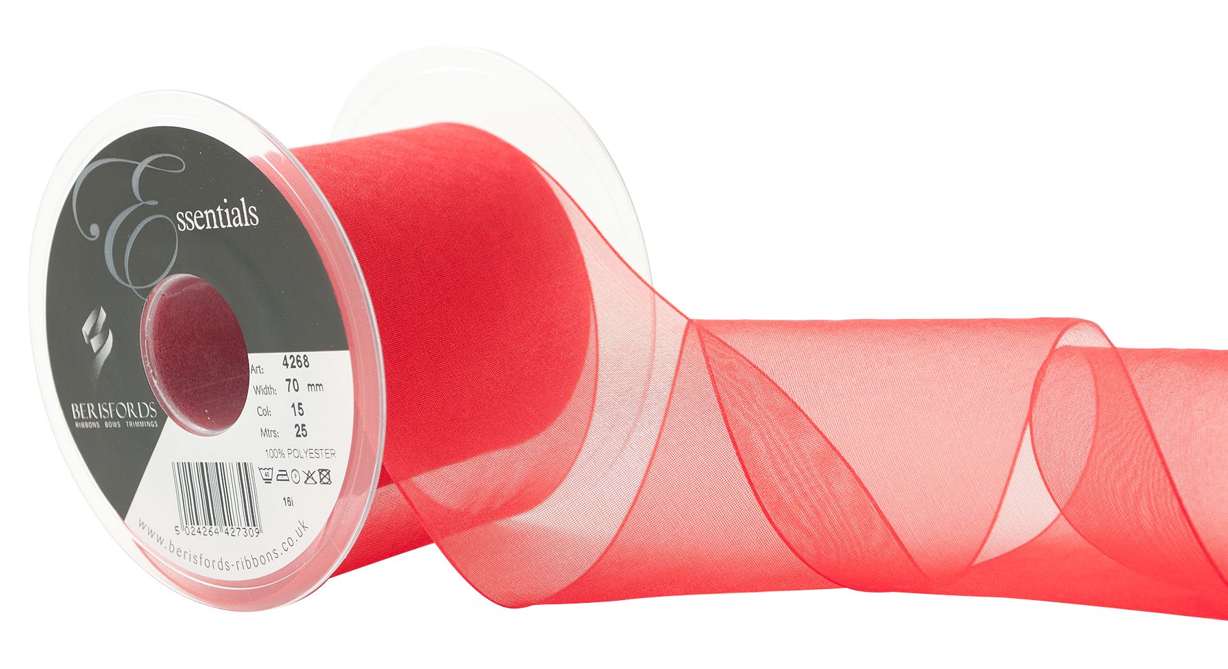 Berisfords Super Sheer, Polyester, Red, 10.4 x 10.4 x 7.4 cm