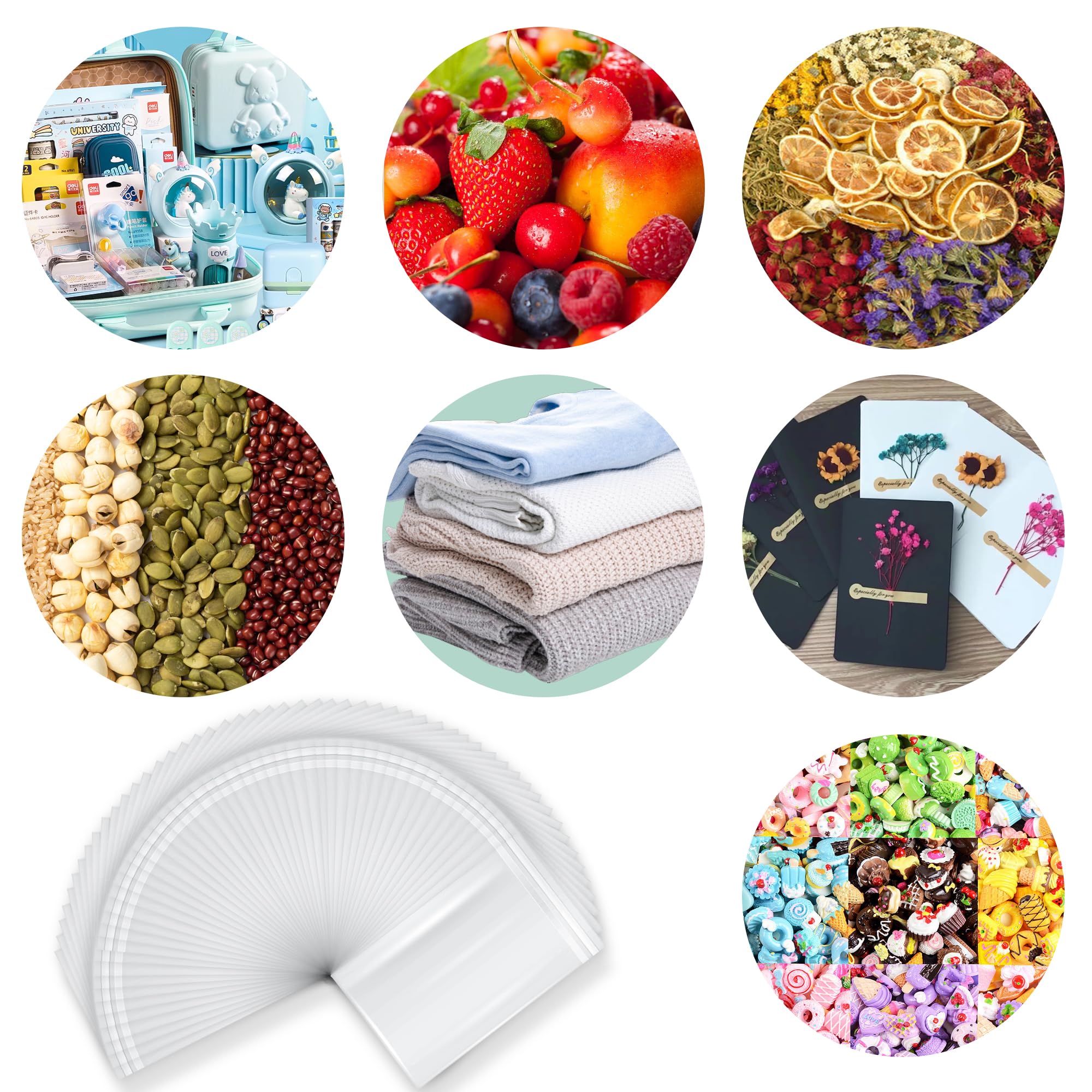 Bolsas de celofán autoadhesivas, bolsas de celofán transparentes resellables, bolsas de celofán autoadhesivas OPP para galletas, dulces, regalos, joyas, tarjetas A6-A10 (500, 2.7 x 4 pulgadas)