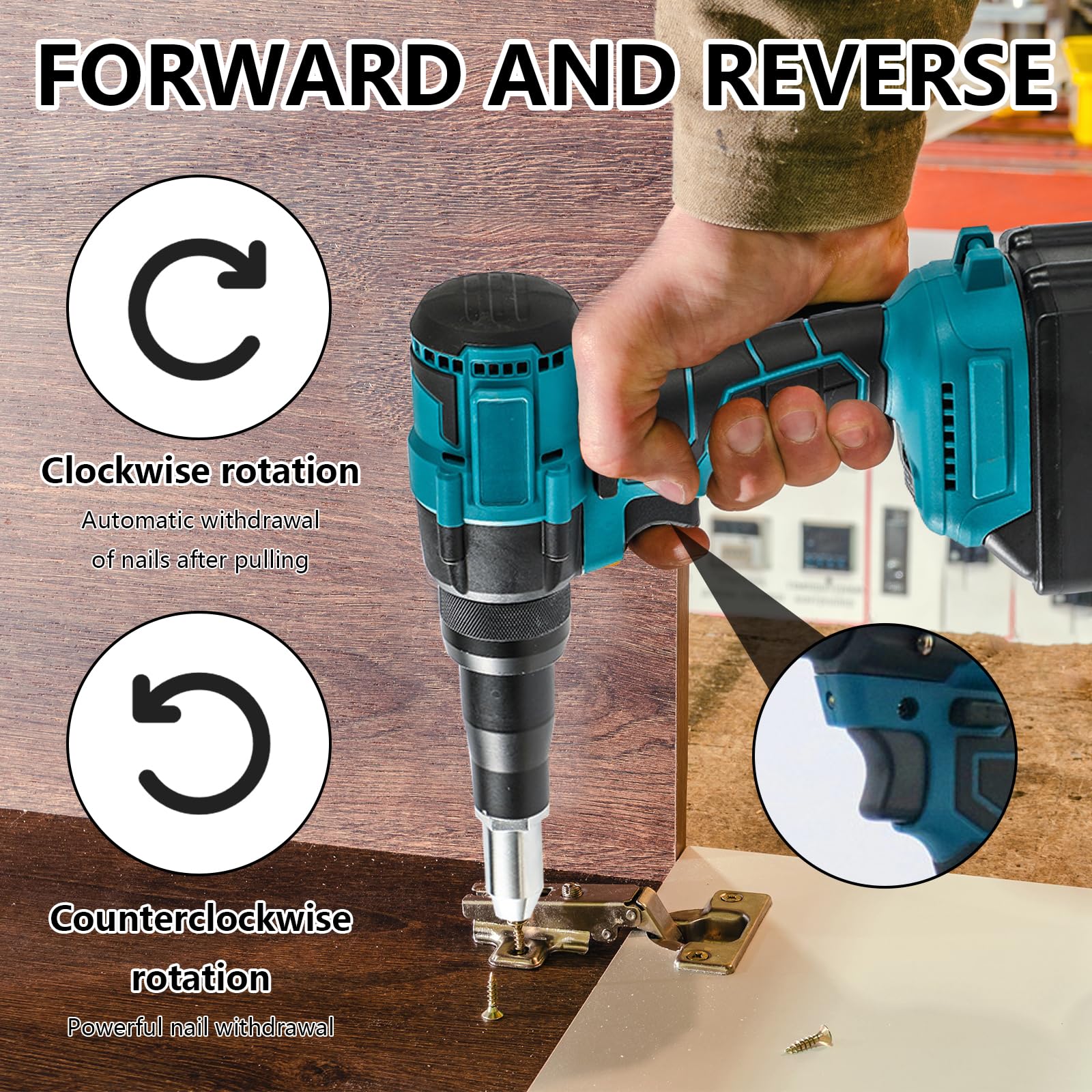 Rivettatrice A Batteria Compatibile Con Makita 18V - Senza Spazzole, Con Luce LED, Include 20 Rivetti