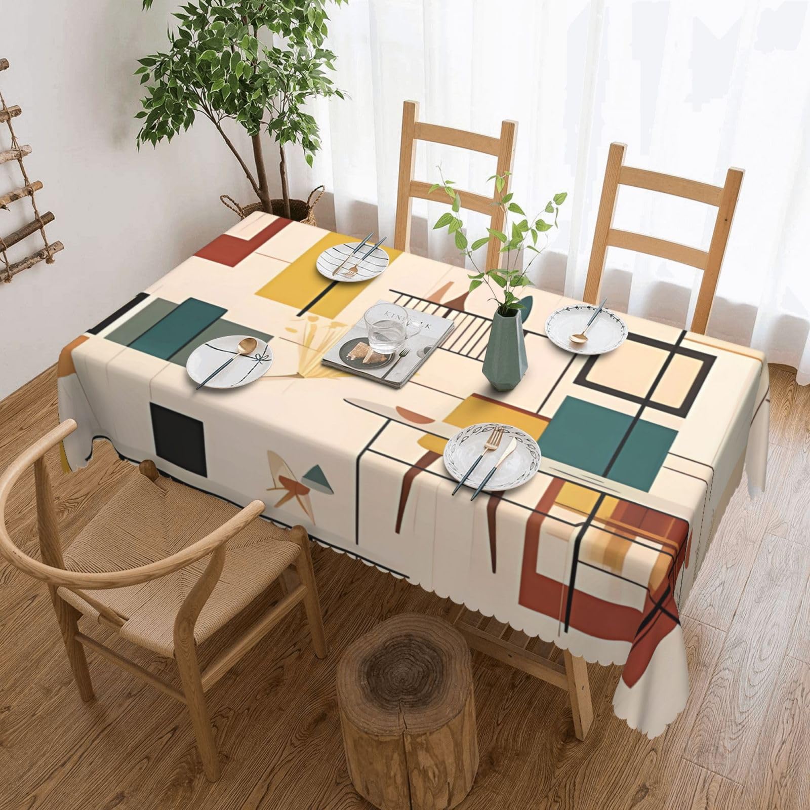 Nappe de cuisine moderne style mid-century idéale pour les repas quotidiens en famille