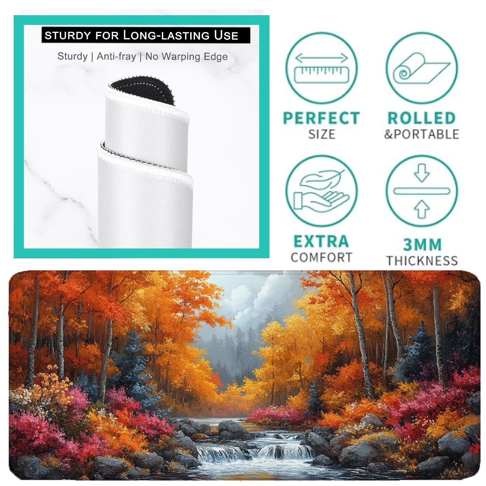 Podkładka pod mysz XXL 1600 x 800 mm pomarańczowa kolorowa podkładka pod mysz krajobrazowa mata podkładka pod mysz do gier antypoślizgowa gumowa podstawa zszyte krawędzie akcesoria biurowe praca do