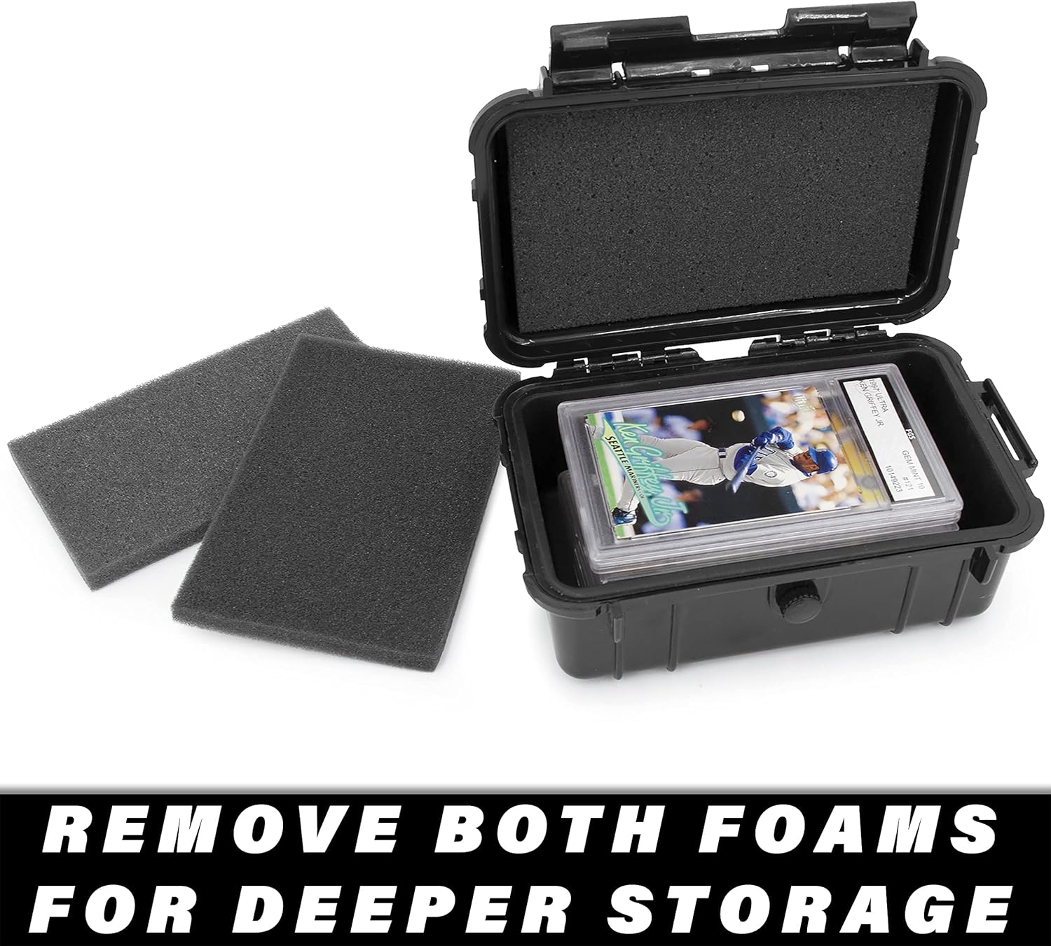 CASEMATIX Graded Card Case Compatible with 6+ BGS 8+ PSA FGS Graded Sports Trading Cards, Waterproof Graded Slab Card Storage Box with Card Carrying Case Impact Absorbing Foam Inserts