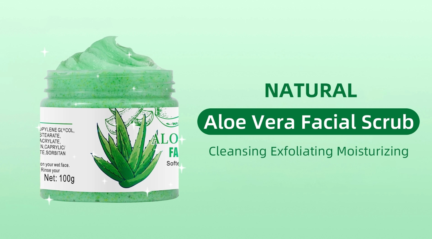 Amazon.com: Aloe Vera Facial Scrub & Cleanser - Exfoliating Face Wash for  Blackheads & Acne : Beauty & Personal Care
