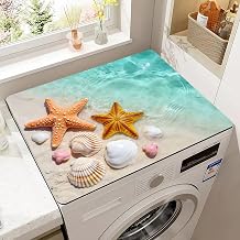 Summer Beach Washer and Dryer Covers for the Top, Ocean Sea Dryer Washer Protector Mat Non-slip for Countertop, 23.6" x 19.7" Dust-proof for Laundry Room Kitchen