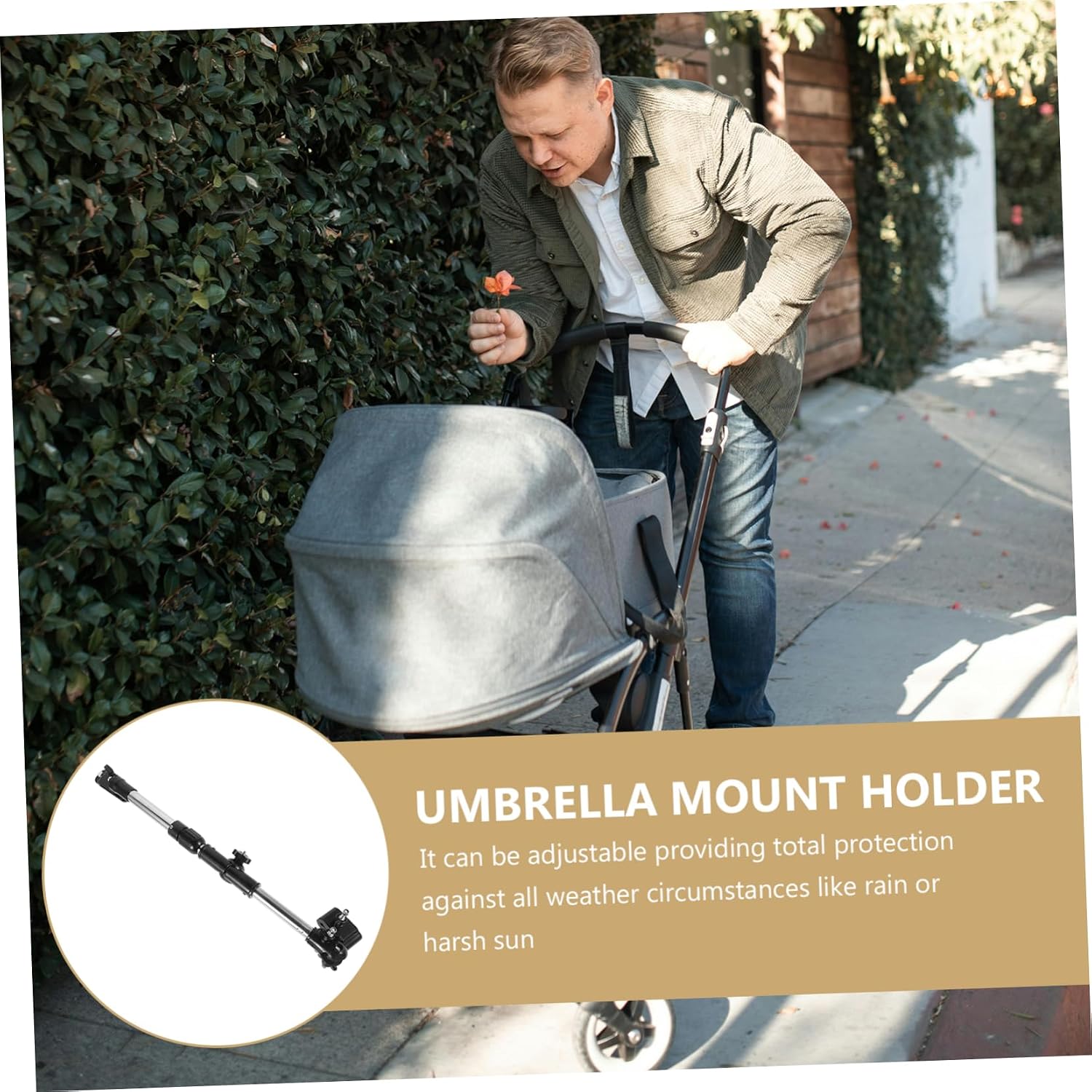 YARNOW Umbrella Stand Holder for Carriage Electric Bikes Adjustable Black Mount Bracket for Stroller Wheelchair Versatile Sun Rain Protection Accessory