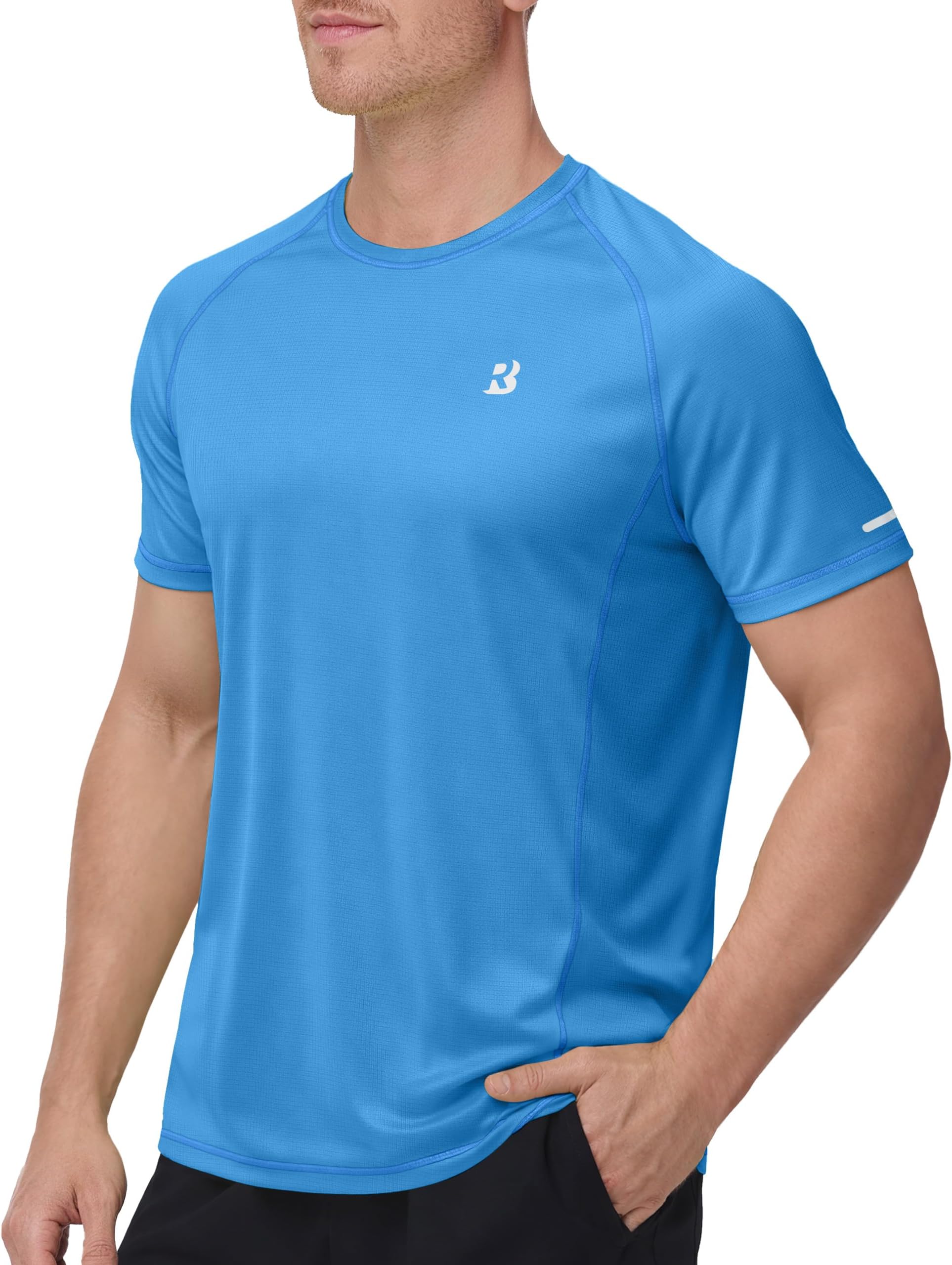 Men's Short Sleeve Swim Shirt, UPF 50+ Quick Dry Rash Guard, UV Sun Protection Water T-Shirt for Beach and Surfing