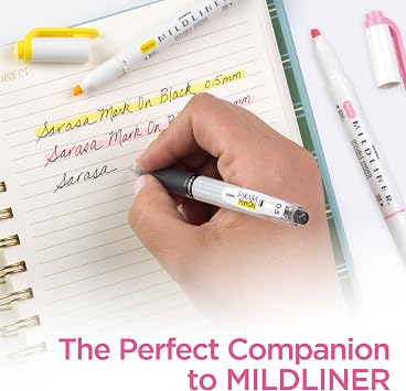 Zebra Pen Sarasa Mark ON Gel Pen, 0.5mm Fine Point, Retractable Black Ink, Smear-Resistant Ink for Highlighting, Expandable Clip, Ideal for Note-Taking, 12-Pack (48410upc)