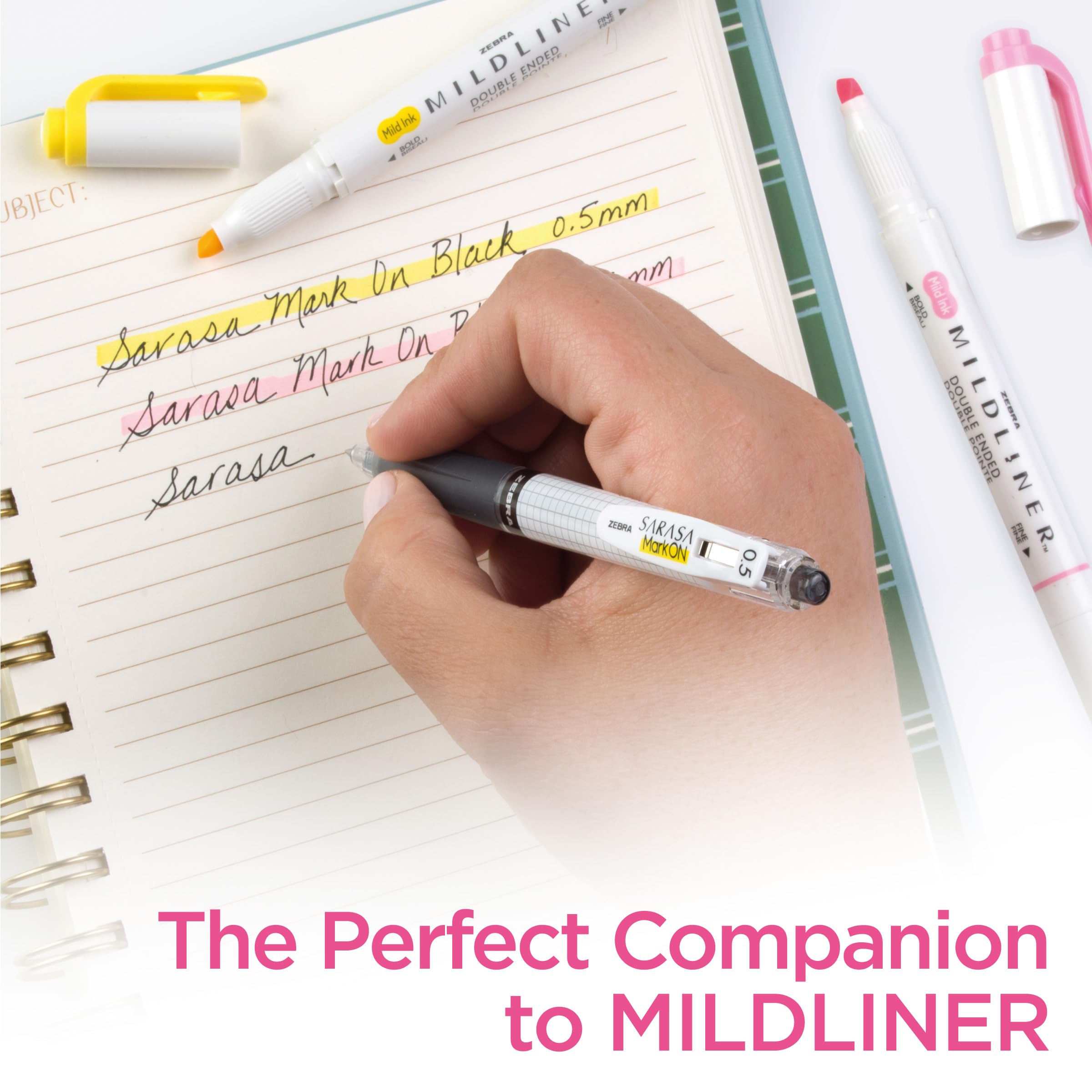 Zebra Pen Sarasa Mark ON Gel Pen 0 5mm Fine Point Retractable Black Ink Smear-Resistant Ink for Highlighting — view 3