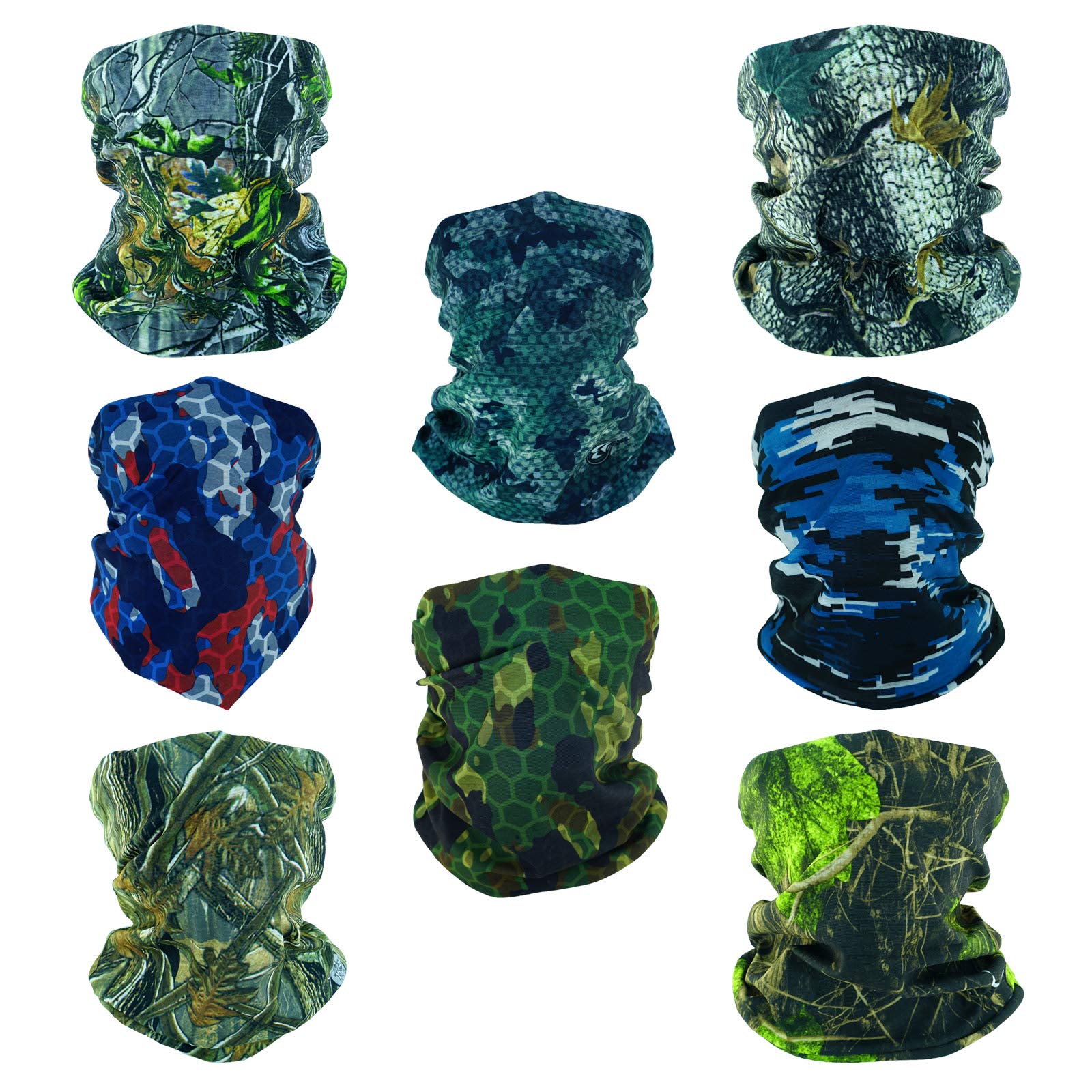 Smehcf Unisex 8X Digital Camo Camouflage Forest Face Mask 8 Camo Headband Bandana Balaclava Half Face Mask Shield Head Hair Scarf Neck Gaiter Hat Multipurpose For Women Men Breathable Reusable Washable Brown Blue Green Black Digital Forest