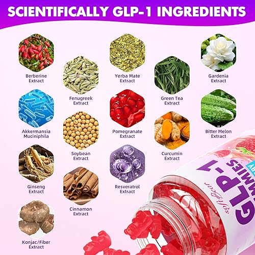 Miniatura 3 de softbear Gomitas probióticas GLP-1, suplemento GLP 1 con berberina Akkermansia probiótico para intestino, digestión y apoyo inmunológico, veganassin