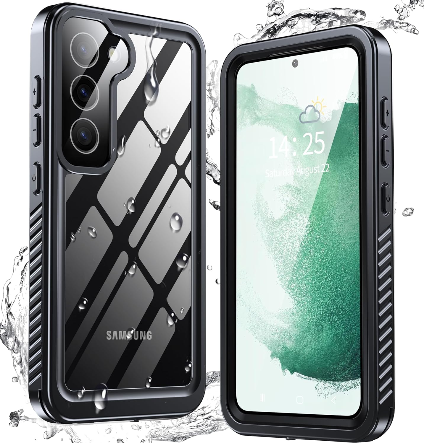 Oterkin for Samsung Galaxy S22 Case Waterproof, Full Body Shockproof Rugged Galaxy S22 Case with Built-in HD Screen & Lens Protector [12FT Military Grade][Heavy Duty Protection] S22 Phone Case (Black)