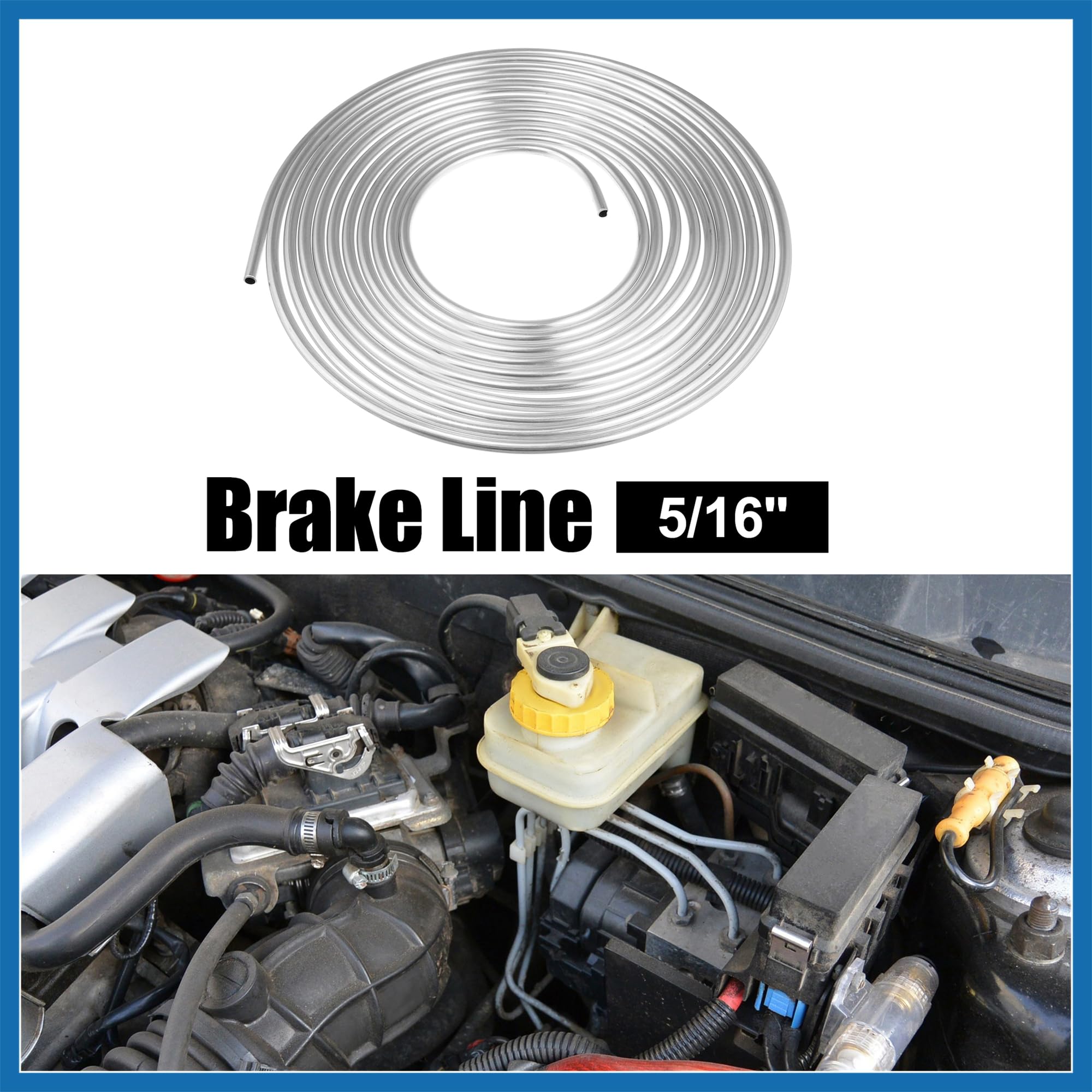 A ABSOPRO 5/16" Auto Freno Linea Tubo 25ft Tubo Bobina per Veicolo Argento Tono Sostituzione dell'articolo
