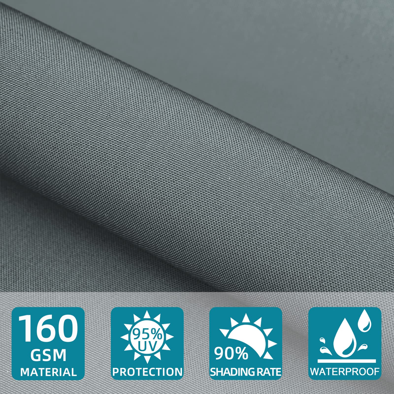 Sunnylaxx 2x4m Grigio Tenda a Vela Rettangolare, Impermeabile Vele Parasole Protezione UV 95% per Esterno, Giardino e Terrazza, Piscina