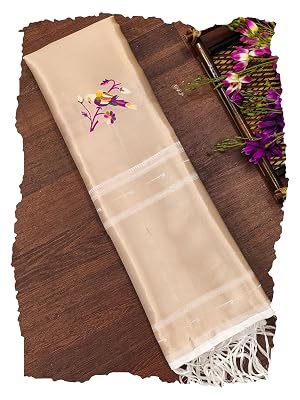 DEVANGI Women's Woven Banarasi Silk Dupatta/Chunni For Women, Floral Print 1 Meter Wide and 2.3 Meter Length Printed Des