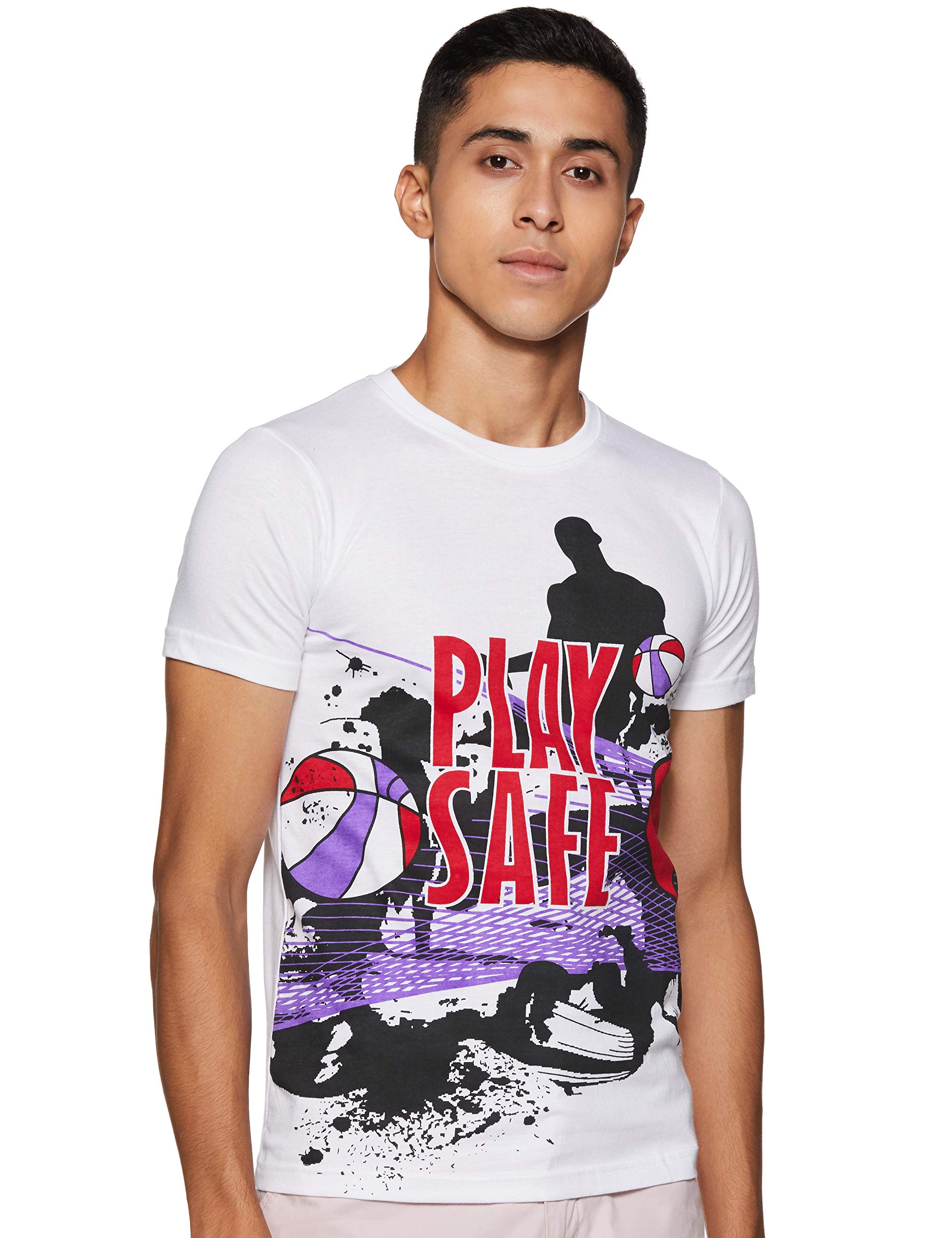 Vector XVTC-003-E Men's Round Neck Cotton T-Shirt (White)