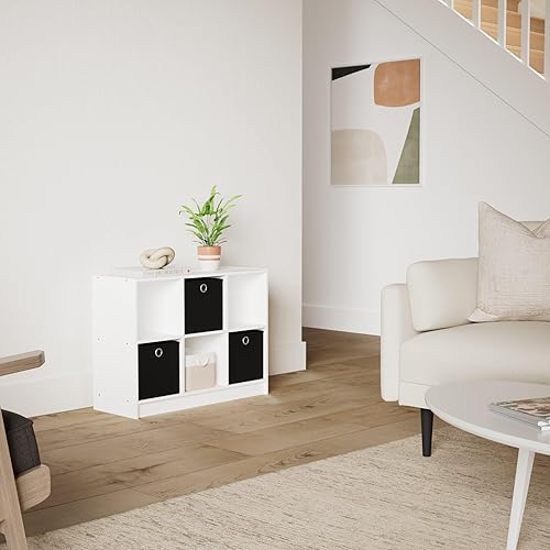 Miniatura 8 de Furinno 99940WHLBL Basic 3 x 2 estantería de almacenamiento cúbico, color blanco y azul claro, Madera, Nogal ColumbiaMarrón Oscuro