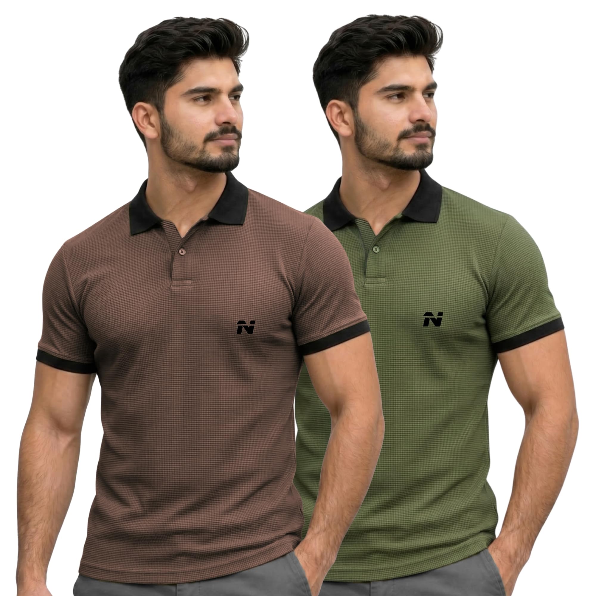 ninq Men’s Textured Polo | Casual Half Sleeve Cotton Blend Regular Fit for Men & Boys | Classic Colour Tshirt for Everyday Wear & Smart-Casual Style-picture-29