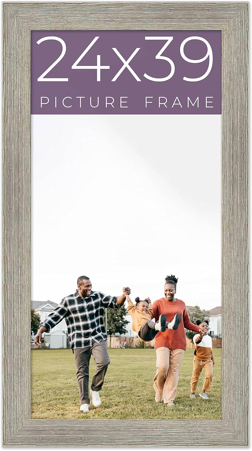 24x39 Frame Grey Real Wood Picture Frame Width 1.5 Inches | Interior Frame Depth 0.5 Inches | Barn Grey Distressed Photo Frame Complete with UV Acrylic, Foam Board Backing & Hanging Hardware