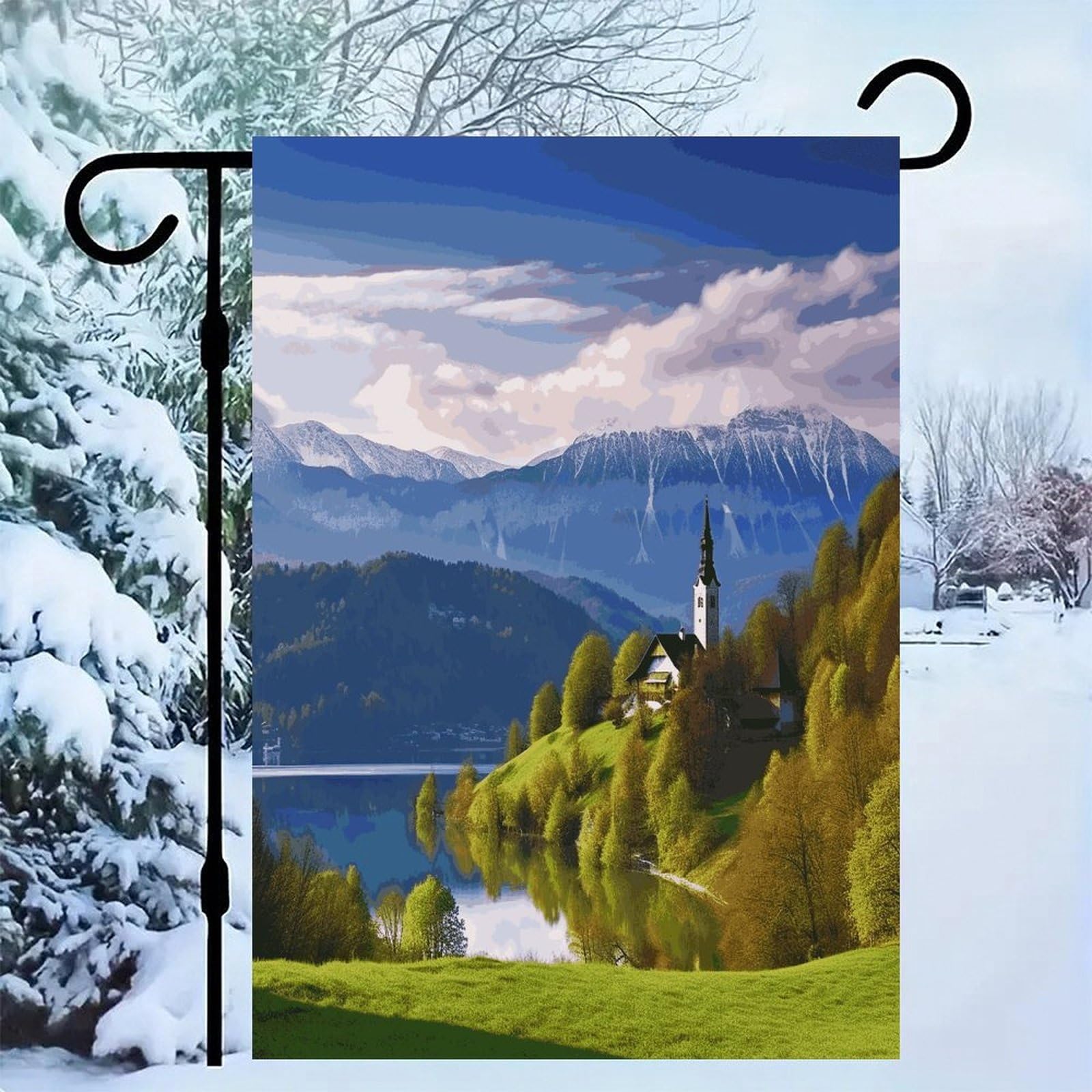 Bandera de jardín con paisaje de Eslovenia decorativa exterior