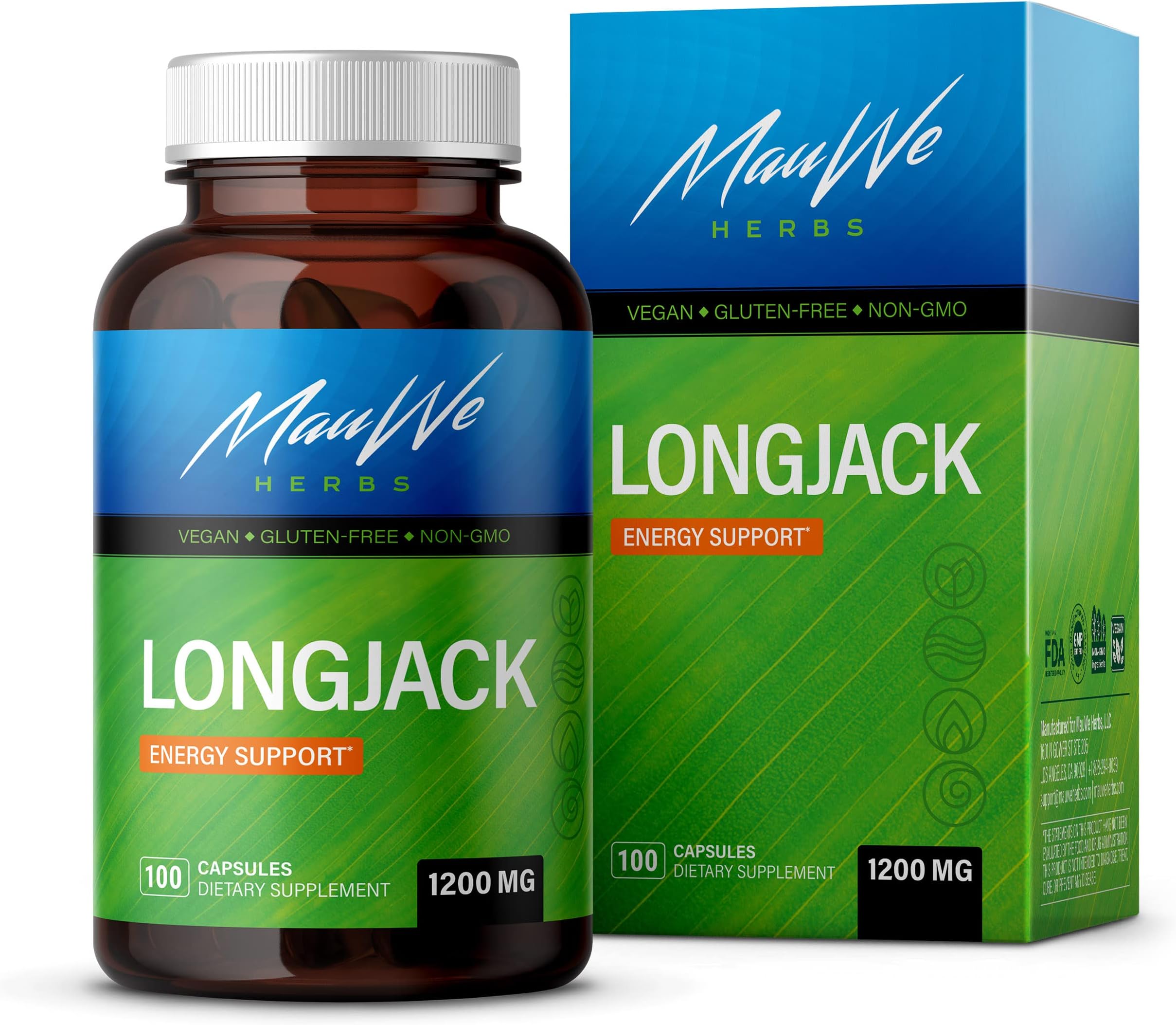 LongJack Herbal Supplement - Natural Tongkat Ali, Eurycoma Longifolia Capsules, 1200mg Per Serving - 100 Caps