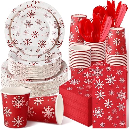 Miniatura 7 de Juego de 400 platos y servilletas de bolas rojas y verdes para 50 invitados, decoración de fiesta de despedida de soltera, juego de vajilla