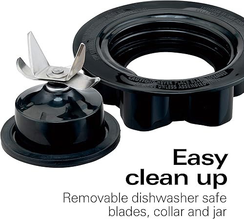 Miniatura 4 de Hamilton Beach Wave Crusher - Batidora con 14 funciones y tarro de vidrio de 40 onzas para batidos y batidos, picadora de verduras negra y eléctrica