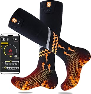 Heated Socks 6000mAh with APP Control Electric Thermal Socks Rechargeable Washable Warm Snowboard Sock Foot Warmer with 4 ... Price In India