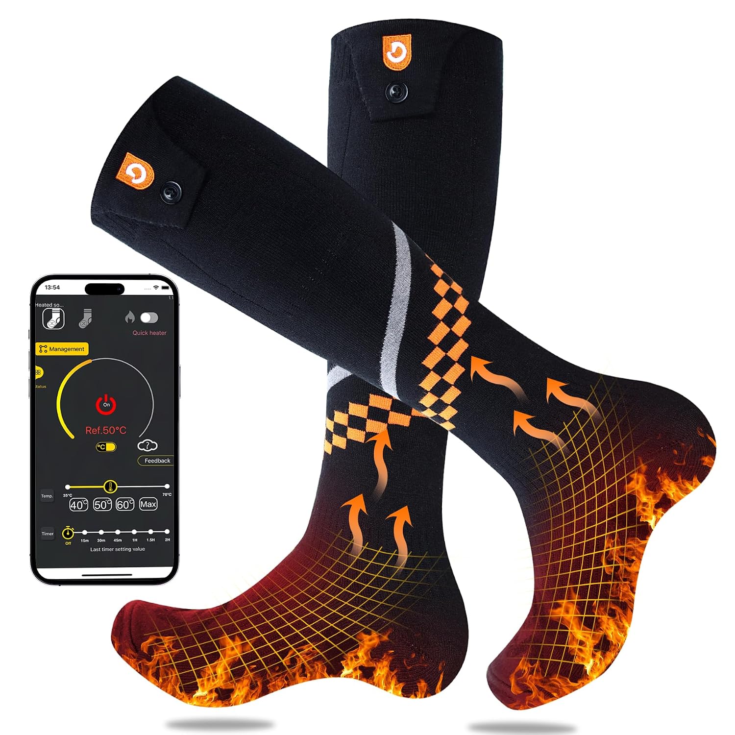 Heated Socks 6000mAh with APP Control Electric Thermal Socks Rechargeable Washable Warm Snowboard Sock Foot Warmer with 4 ... - Review, Price and Buying Guide