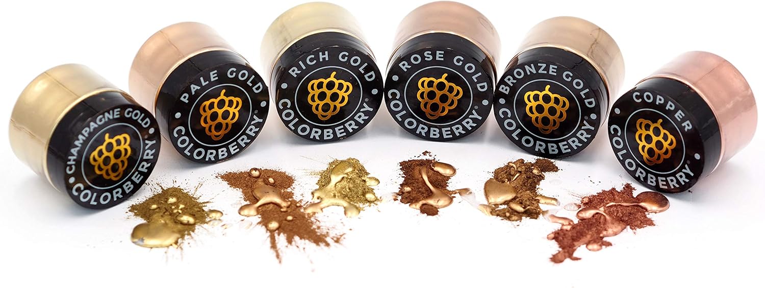 COLORBERRY Bronze Box - 6 premium pigment powders for resin art - luxury pigment powder with high pigmentation and very nice metallic effect - ASTM-D4236 certified, 6 x 25g