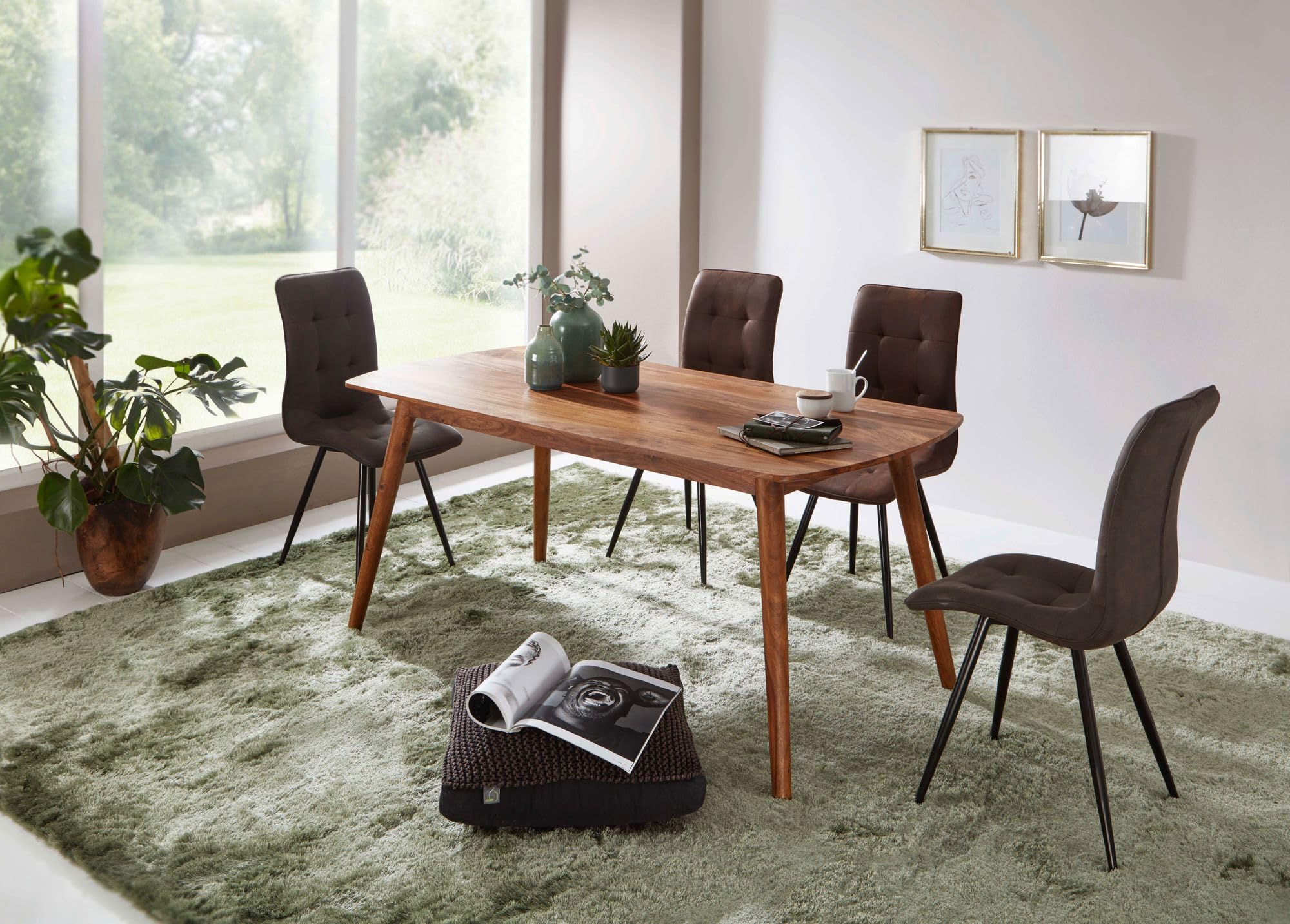 Wohnling Mensola A Parete In Legno Massello Di Sheesham 60 Cm - Cubo Portaoggetti Naturale Fatto A Mano, Ripiano Unico Con Viti Di Montaggio Incluse