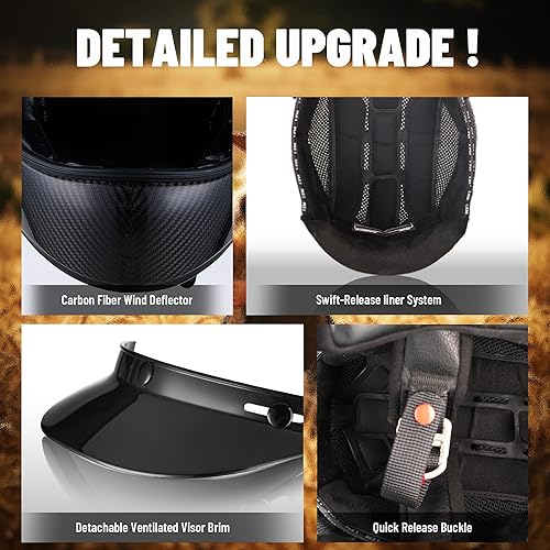 Miniatura 6 de LEM Motorcycle Helmets Fiberglass Modular + LEM Retro Motocross Helmet Carbon Fiber