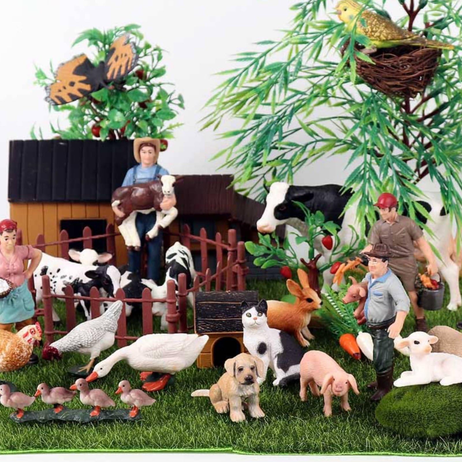 Bauernhof Tierfiguren Set Pädagogisch Bauernhof-Tierfiguren-Set Robustes Kunststoffmaterial Farmtiere Spielset für Bauernhofspiel