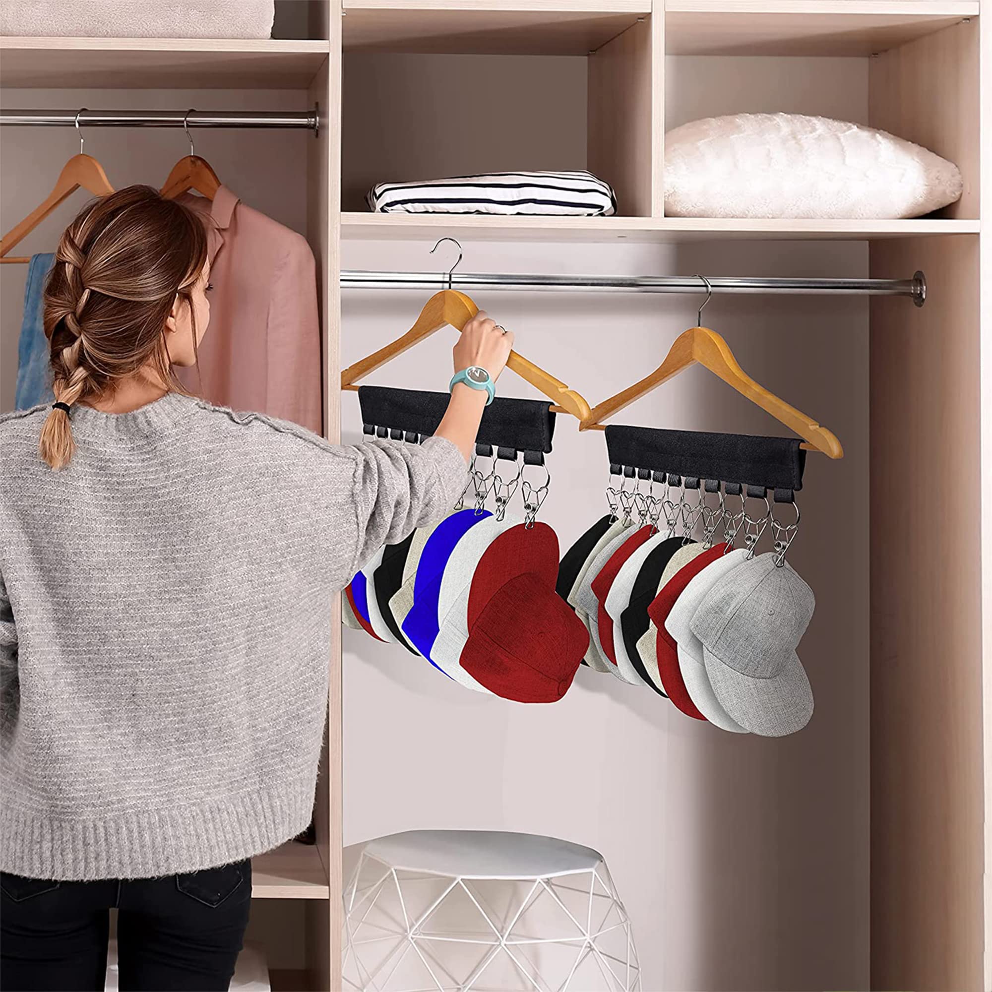 HIZH 2er-Pack Mützen-Boxen - Aufbewahrung Für Bis Zu 24 Baseballcaps, Faltbar Mit Sichtfenster