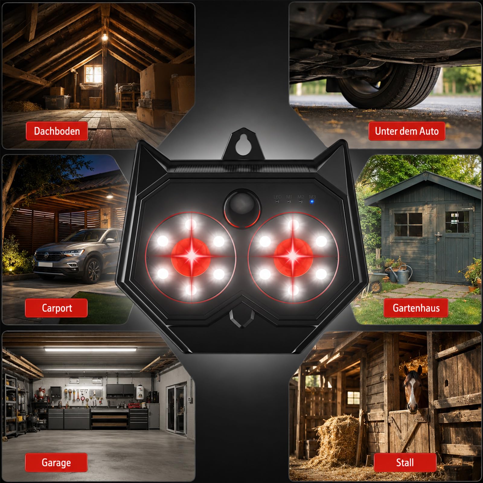 Marderschreck Solar 2er Pack, Marderabwehr, Katzenschreck für Garten, Ultraschall Tierabwehr mit Bewegungsmelder, Blitzlicht, IP65 wasserdicht, Marderschreck Garten, gegen Marder, Fuchs, Waschbär