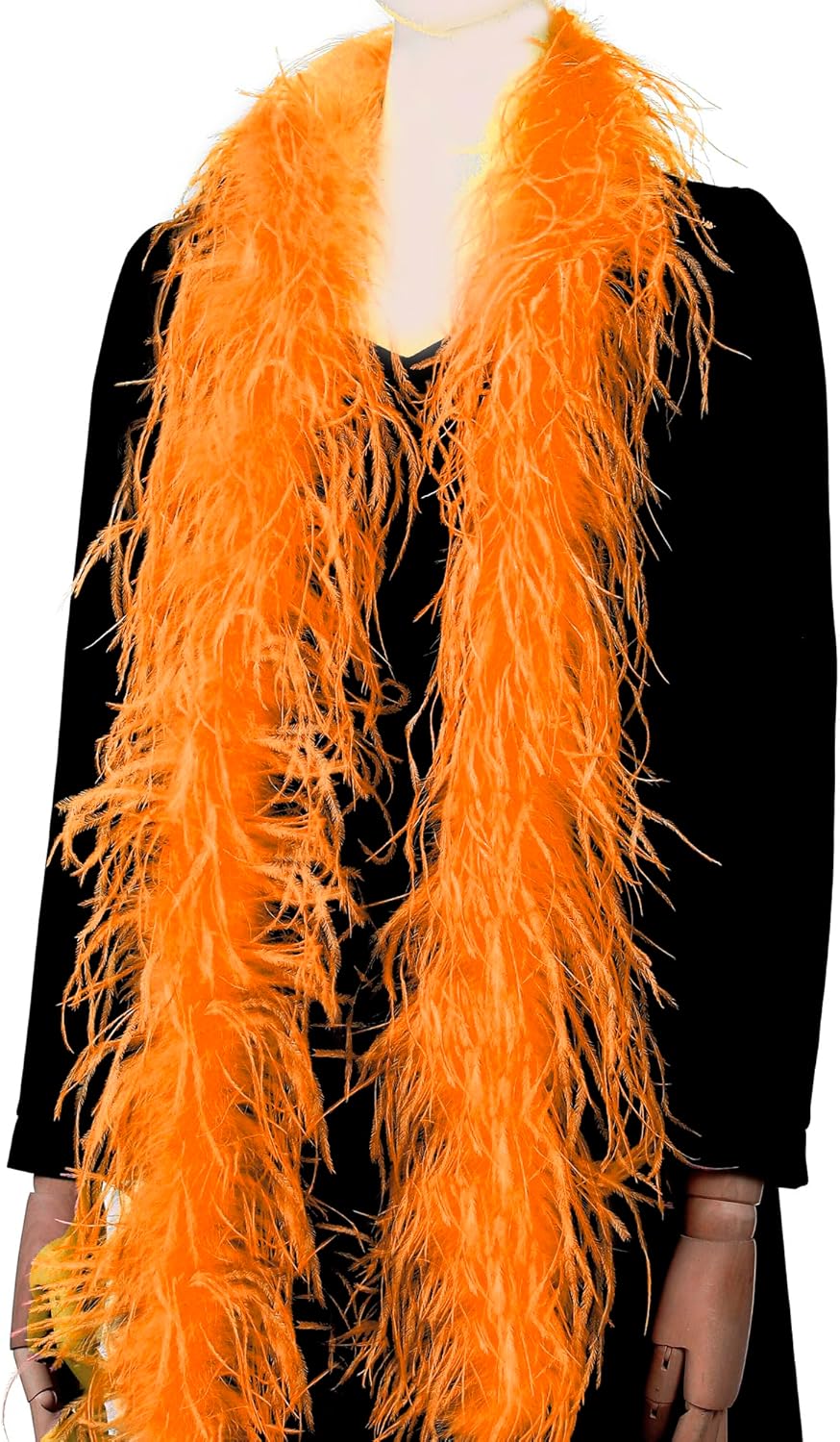 Soarer Orange Ostrich Feather Boa - 2Yards 1Ply Long Boas for Wedding Party,DIY Craft Sewing,Concert(Orange)