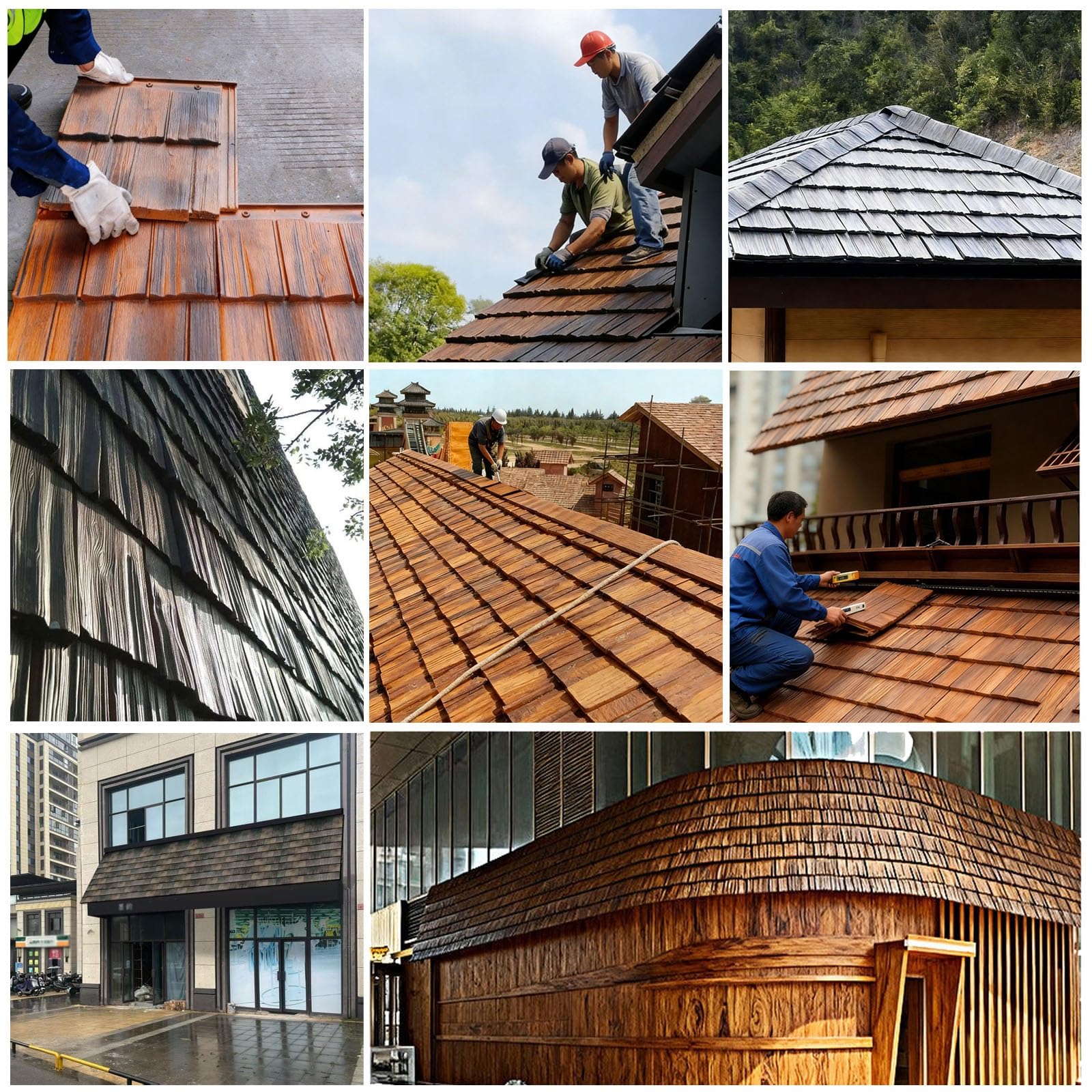 Tejas de tejas para techos al aire libre, tejas de madera compuesta de gran superficie, reparación y decoración de techos, instalación flexible de bricolaje, paquete de 15