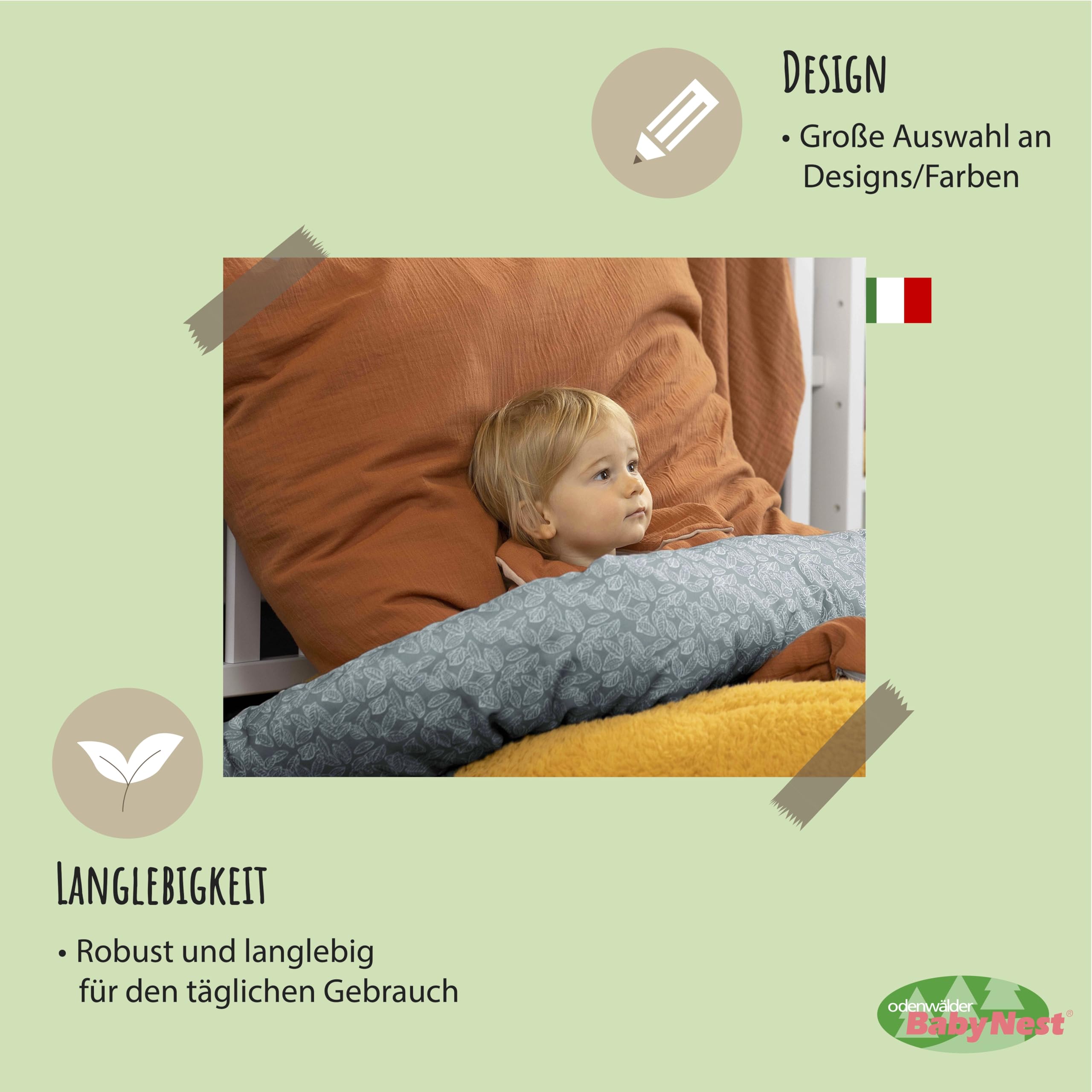 Odenwälder Baby Musselin-Schlafsack | Sommerschlafsack 0,5 TOG | Sommer Schlafsack | atmungsaktiv & pflegeleicht | Baby-Schlafsack mit Mittelreißverschluss