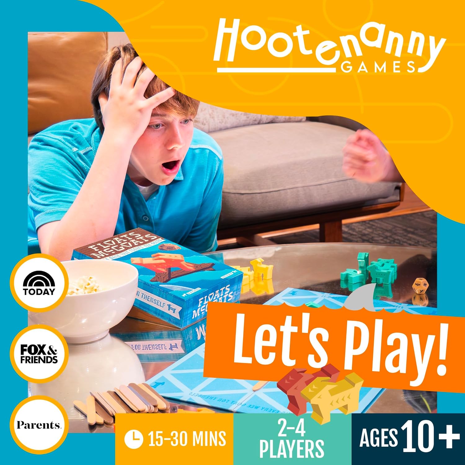 Hootenanny Games Floats McGoats Board Game | Build a Raft & Save Your Goats | Perfect for Family Games | 2-4 Players, Ages 10+