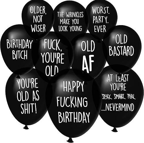 32 globos de fiesta NSFW para adultos con 10 frases rudas, ofensivas y sarcásticas diferentes, para adultos